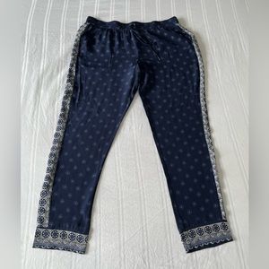 Joie Navy and White Print Silk Pants